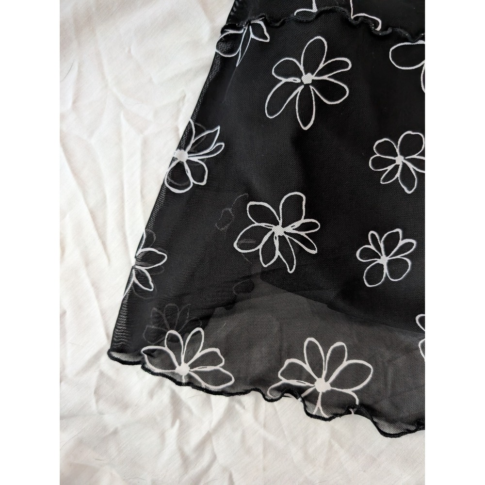 Wild Fable‎ Black Mesh Floral Dress Mini Spaghetti Strap Flirty Cottagecore S - Picture 3 of 5